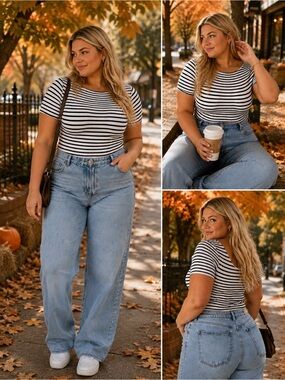 Cider striped ribbed bodysuit black & white size 0xl